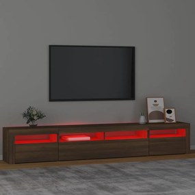 Móvel de TV com luzes LED 240x35x40 cm cor carvalho castanho