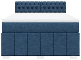 Cama com molas/colchão 160x200 cm tecido azul
