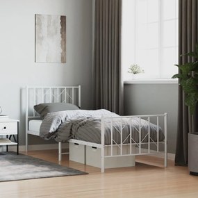 Estrutura de cama com cabeceira e pés 80x200 cm metal branco