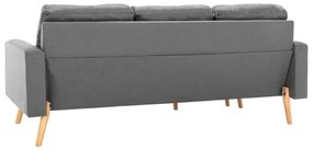 Sofá Ginger Chaise Longue -  Cor Cinza Claro - De 3 Lugares - Tecido S