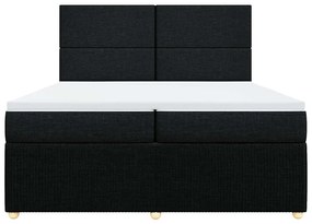 Cama com molas/colchão 200x200 cm tecido preto