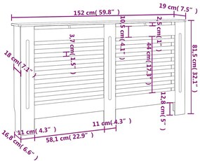Cobertura de radiador 152x19x81,5 cm MDF branco