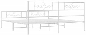 Estrutura de cama com cabeceira e pés 200x200 cm metal branco