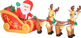 Outsunny Pai Natal Insuflável com Trenó e Renas Insufláveis de Natal com Luzes LED para Exterior e Interior 240x75x100 cm Multicor | Aosom Portugal