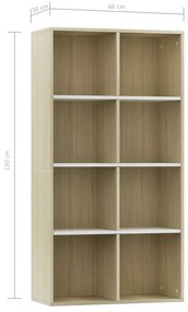 Estante/aparador 66x30x130cm contrapl. branco e carvalho sonoma