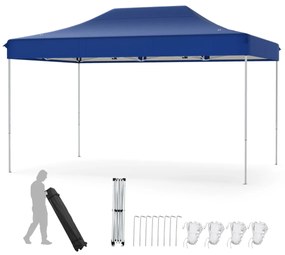 Tenda dobrável 300 x 445 cm Fácil montagem Bolsa de transporte com rodas 4 cordas 8 estacas, feiras, eventos, festas Azul