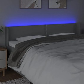 Cabeceira cama c/ luzes LED tecido 163x16x78/88 cm cinza-claro