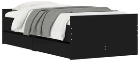 Estrutura de cama com gavetas 90x200 cm preto