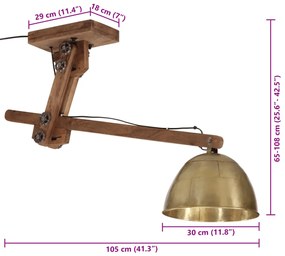 Candeeiro de teto 25 W 105x30x65-108 cm E27 bronze antigo