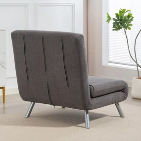 Sofá Cama Individual 3 em 1 Estofada em Padrão Dente de Cão com Encosto Ajustável de 5 Níveis 80x75x83 cm Cinzento
