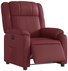 Poltrona reclinável elétrica couro artificial vermelho tinto