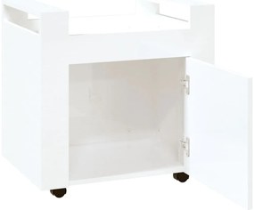 Carrinho secretária 60x45x60cm deriv. madeira branco brilhante