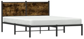 Estrutura de cama sem colchão 140x200 cm metal carvalho fumado