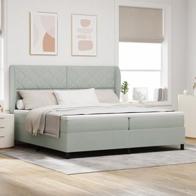 Cama Box Spring vidaXL com Colchão Cinza Claro 200x200 cm Veludo