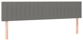 Cama box spring c/ colchão e LED 160x200 cm tecido cinza-escuro