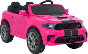Carro elétrico para Crianças 2 a 5 anos, 12V Dodge Durango Rodas de espuma EVA, assento Couro ecológico e Comando Rosa