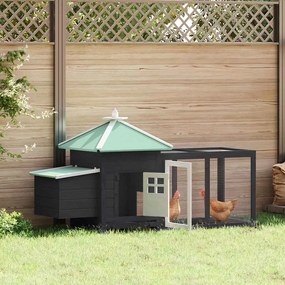 vidaXL Galinheiro c/ caixa nidificação 190x72x102 cm abeto maciço cinza