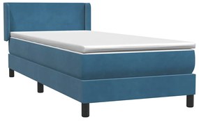 Cama com molas/colchão 80x220 cm veludo azul-escuro