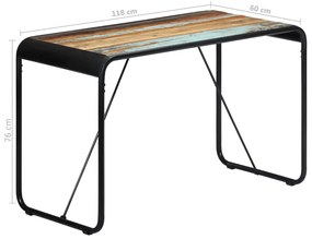 Mesa de jantar 118x60x76 cm madeira maciça recuperada