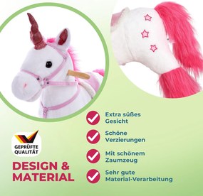 Balanço Unicórnio com função sonora 75 x 29 x 75 cm Branco + Rosa