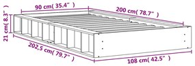 Estrutura de cama 90x200 cm madeira pinho maciça castanho cera