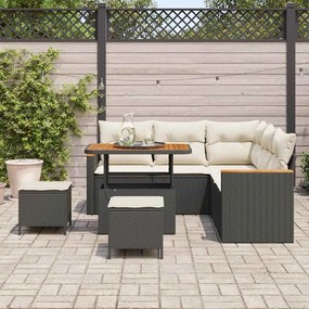 Conjunto de Sofá de Jardim vidaXL de 8 Peças com Almofadas em Preto Ra