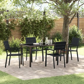 vidaXL Conjunto de Jantar de 5 Peças para Jardim Preto HDPE