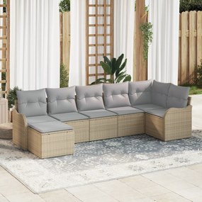Conjunto de Sofá para Jardim vidaXL com Almofadas Bege Polirattan