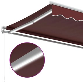 Toldo retrátil manual com luz LED 500x300 cm bordô