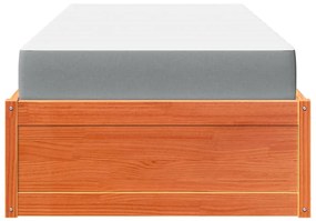 Cama com colchão 100x200 cm pinho maciço castanho-mel