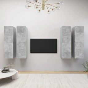 vidaXL Móveis de TV 4 pcs derivados de madeira cinzento cimento