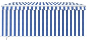 Toldo retrátil manual com estore 3,5x2,5 m azul e branco
