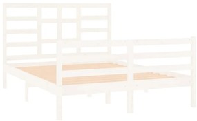 Estrutura de cama 140x190 cm madeira maciça branco