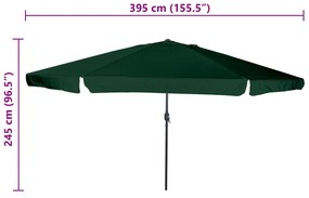 Guarda-sol vidaXL ø395x245 cm Verde