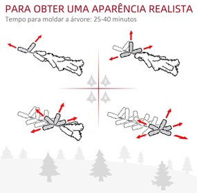 HOMCOM Árvore de Natal 225 cm Árvore de Natal Artificial Nevado com 73