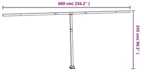 Conjunto de postes para toldo 600x245 cm ferro antracite