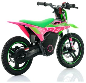 Mini moto elétrica para crianças velocidade até 35Km/h C/Limitador RFN Warrior SX-E500 500W 36V 14/14” Verde e Rosa