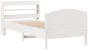 Cama sem colchão 90x200 cm madeira de pinho maciça branco