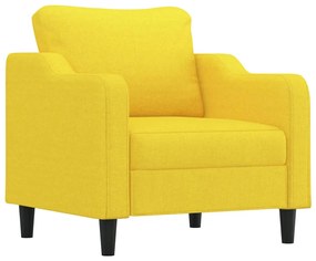 3 pcs conjunto de sofás com almofadas tecido amarelo-claro