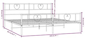 Estrutura de cama com cabeceira e pés 193x203 cm metal preto
