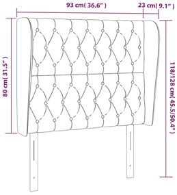 Cabeceira de cama c/ abas tecido 93x23x118/128 cm preto