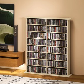 Organizador para CD e DVD com 16 compartimentos e 12 prateleiras ajustáveis 106,5 x 24 x 126,3 cm, capacidade máxima de 720 CD/396 DVD e Blu-ray, cor