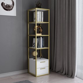 Estante Robbins – Dourado e Branco – 39x39x160 cm