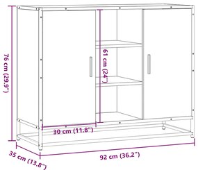 Aparador 92x35x76 cm derivados de madeira cinzento sonoma