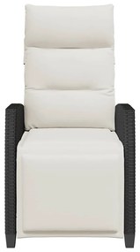 Cadeira de jardim reclinável com mesa de apoio vime PE preto