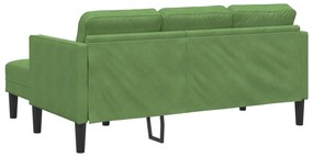 Sofá de 3 lugares com chaise L-Shape Verde Claro 160 cm Veludo