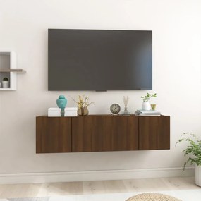 Móveis de TV suspensos 2pcs madeira proce. 60x30x30 cm castanho