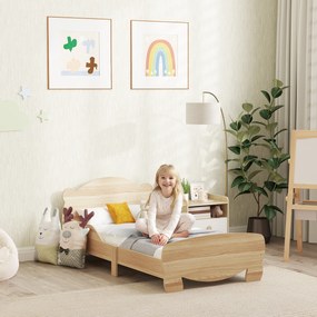 Cama para Crianças +3 Anos Cama Infantil de Madeira Cabeceira em Forma de Urso 143,5x80x55 cm Madeira