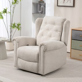 Poltrona relaxante elétrica com função de massagem e aquecimento, com encosto e apoio para os pés ajustáveis manualmente, bolso lateral, bege