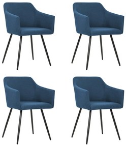 vidaXL Cadeiras de jantar 4 pcs tecido azul